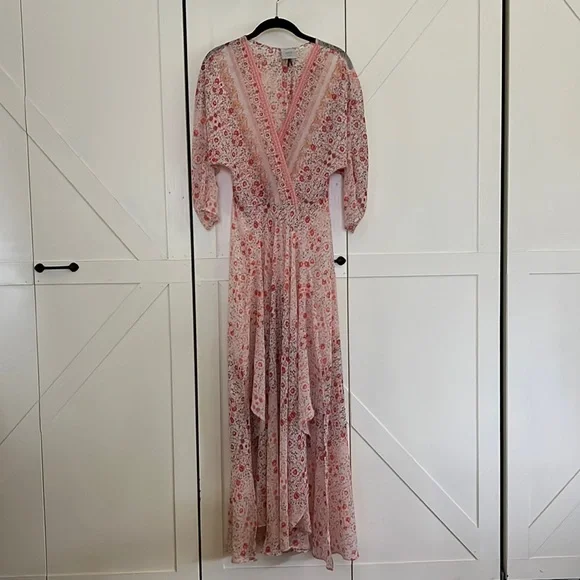 HD in Paris Dresses | Anthropologie HD in Paris Sheer Maxi Dress | Color: Cream/Pink | Size: 4 | Rejeana_S's Closet